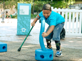 A boy playing in the playground